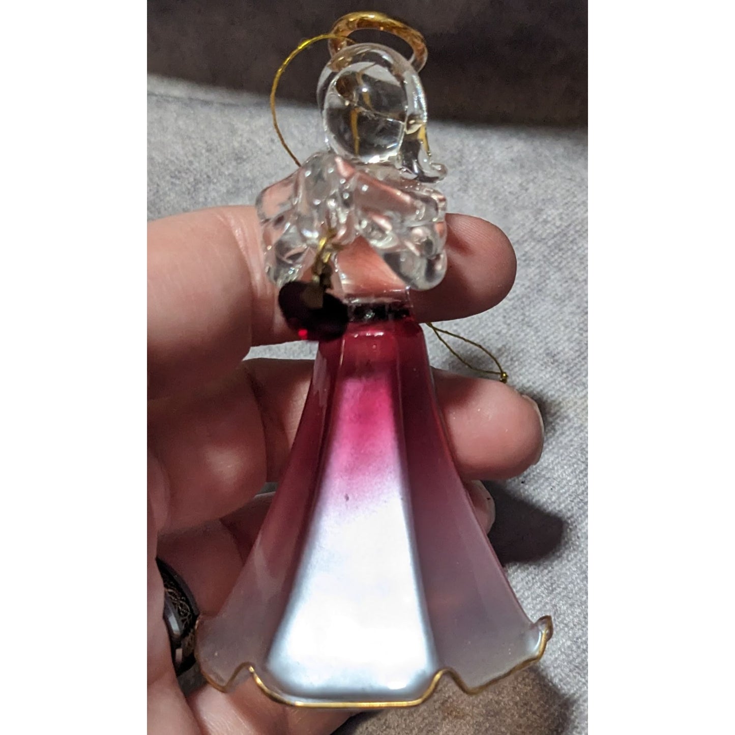 July Ruby Glass Birthday Angel Figurine Ornament