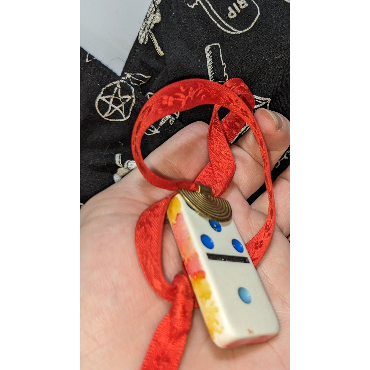 Handmade Steampunk Domino Necklace Resin Pendant Heart Charm Unisex