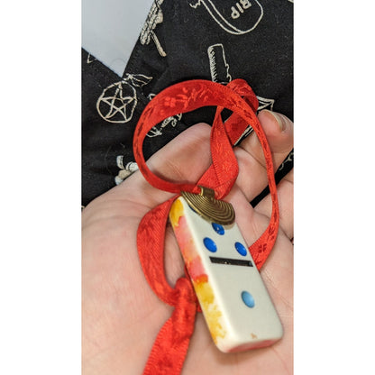 Handmade Steampunk Domino Necklace Resin Pendant Heart Charm Unisex
