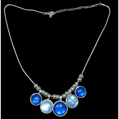 Mermaidcore Glass And Shell Blue & Light Blue Circle Charm Necklace