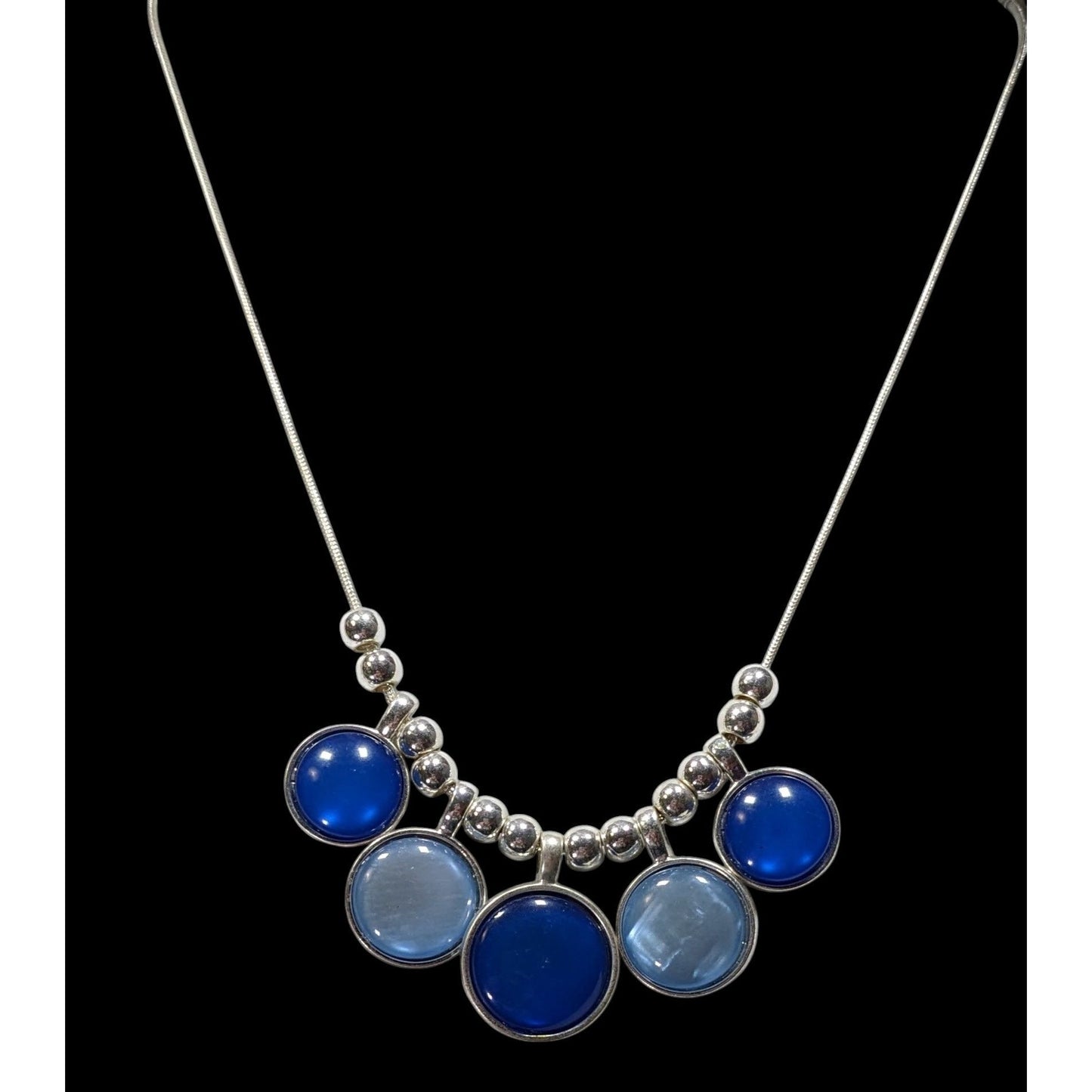 Mermaidcore Glass And Shell Blue & Light Blue Circle Charm Necklace