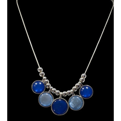 Mermaidcore Glass And Shell Blue & Light Blue Circle Charm Necklace