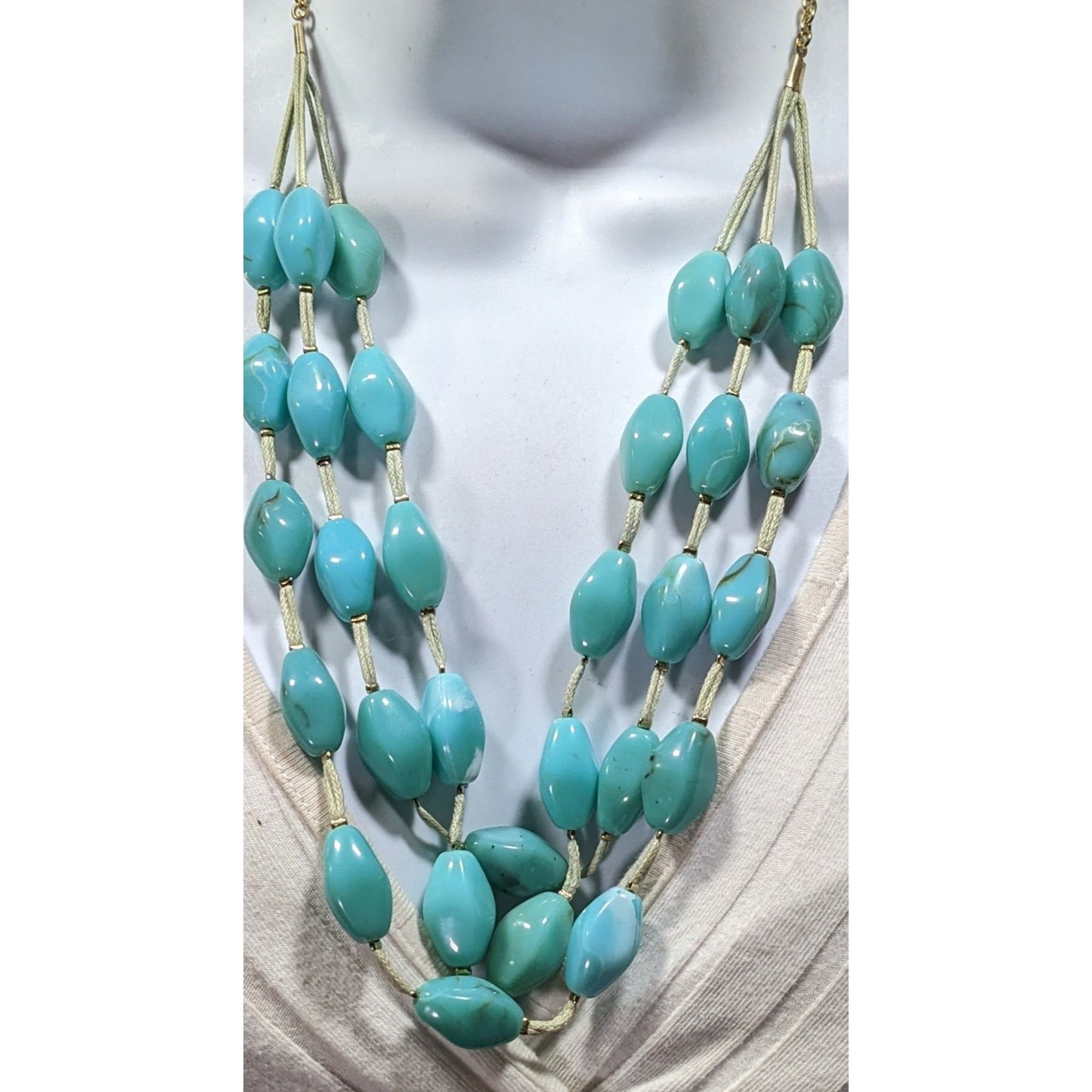 Bohemian Faux Turquoise Beaded Layered Necklace
