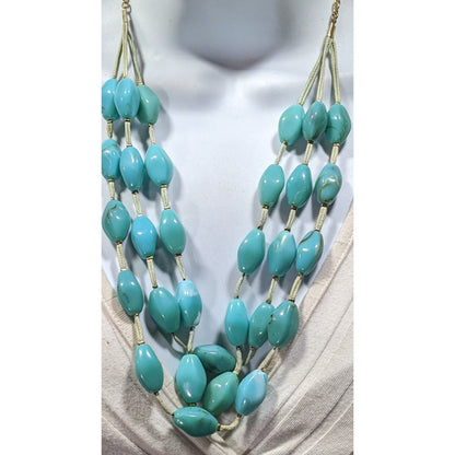 Bohemian Faux Turquoise Beaded Layered Necklace