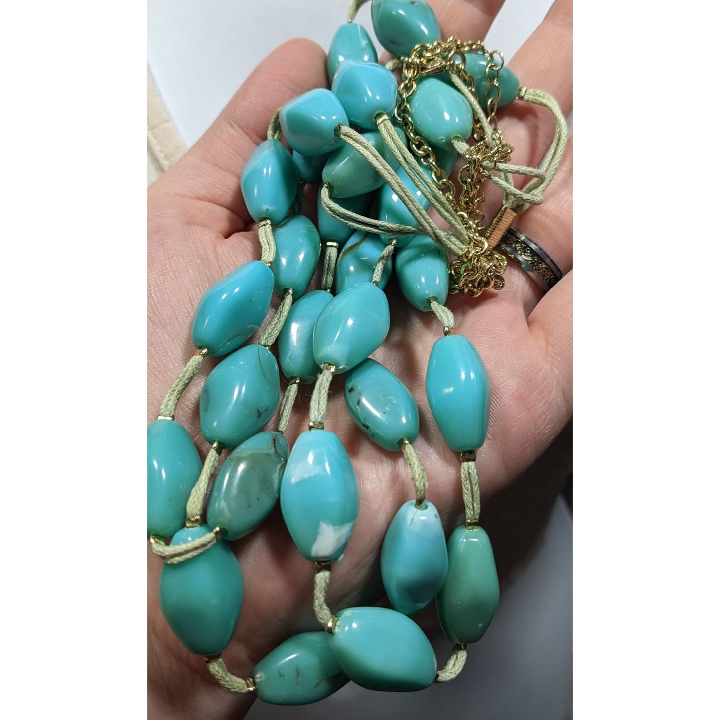 Bohemian Faux Turquoise Beaded Layered Necklace