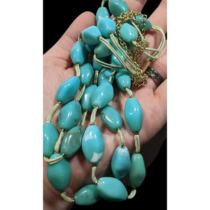 Bohemian Faux Turquoise Beaded Layered Necklace