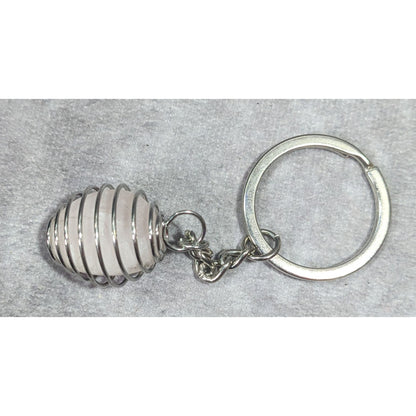 Modern Caged White Quartz Crystal Keychain