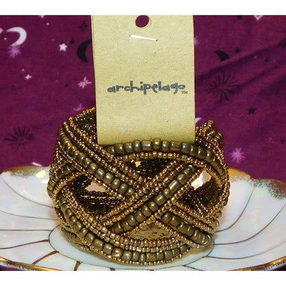 Archipelago Handmade Gold Beaded Cuff Bracelet