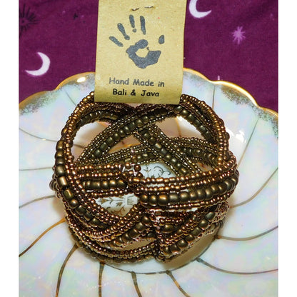 Archipelago Handmade Gold Beaded Cuff Bracelet