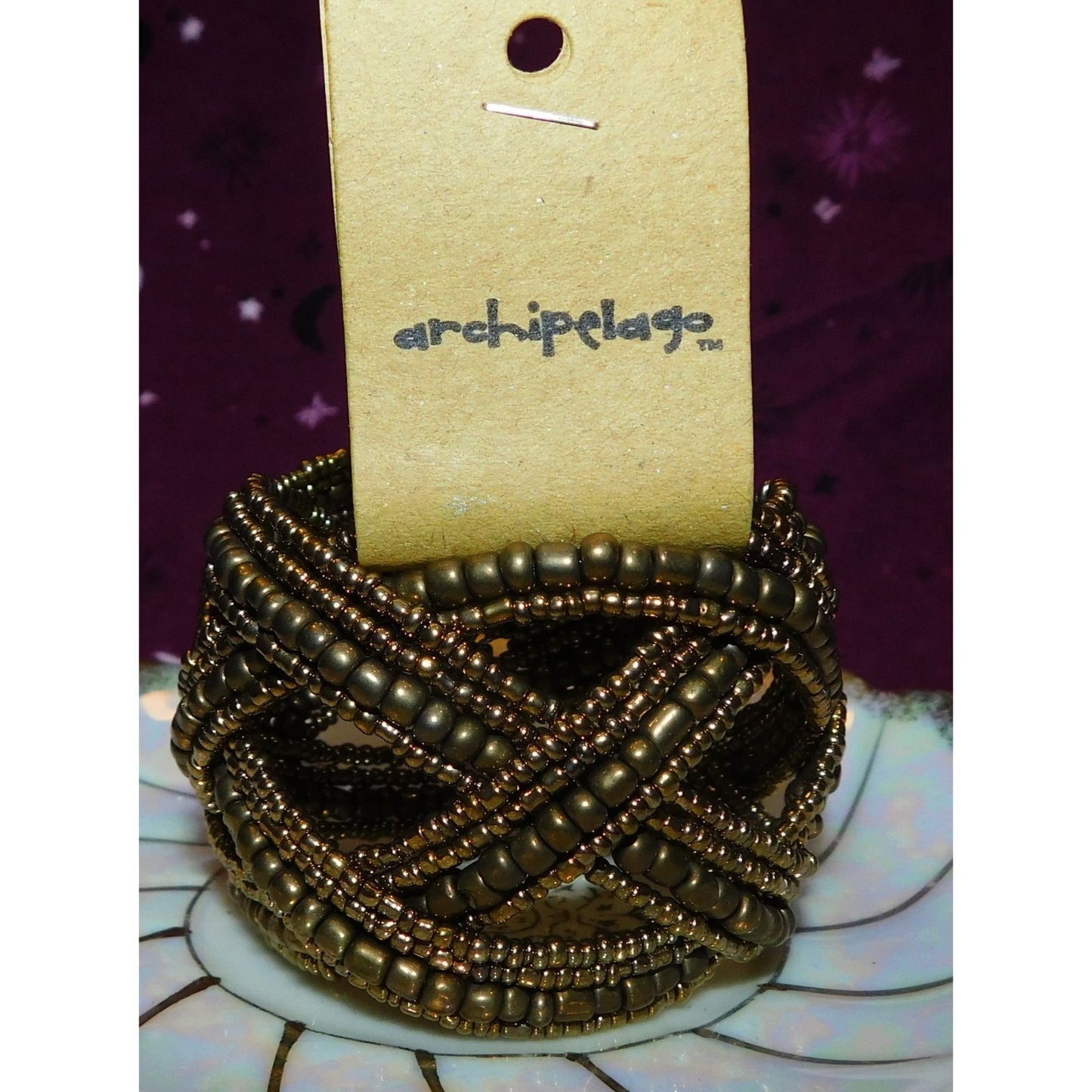 Archipelago Handmade Gold Beaded Cuff Bracelet