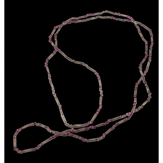 Casual Glass Pink & Silver Beaded Necklace