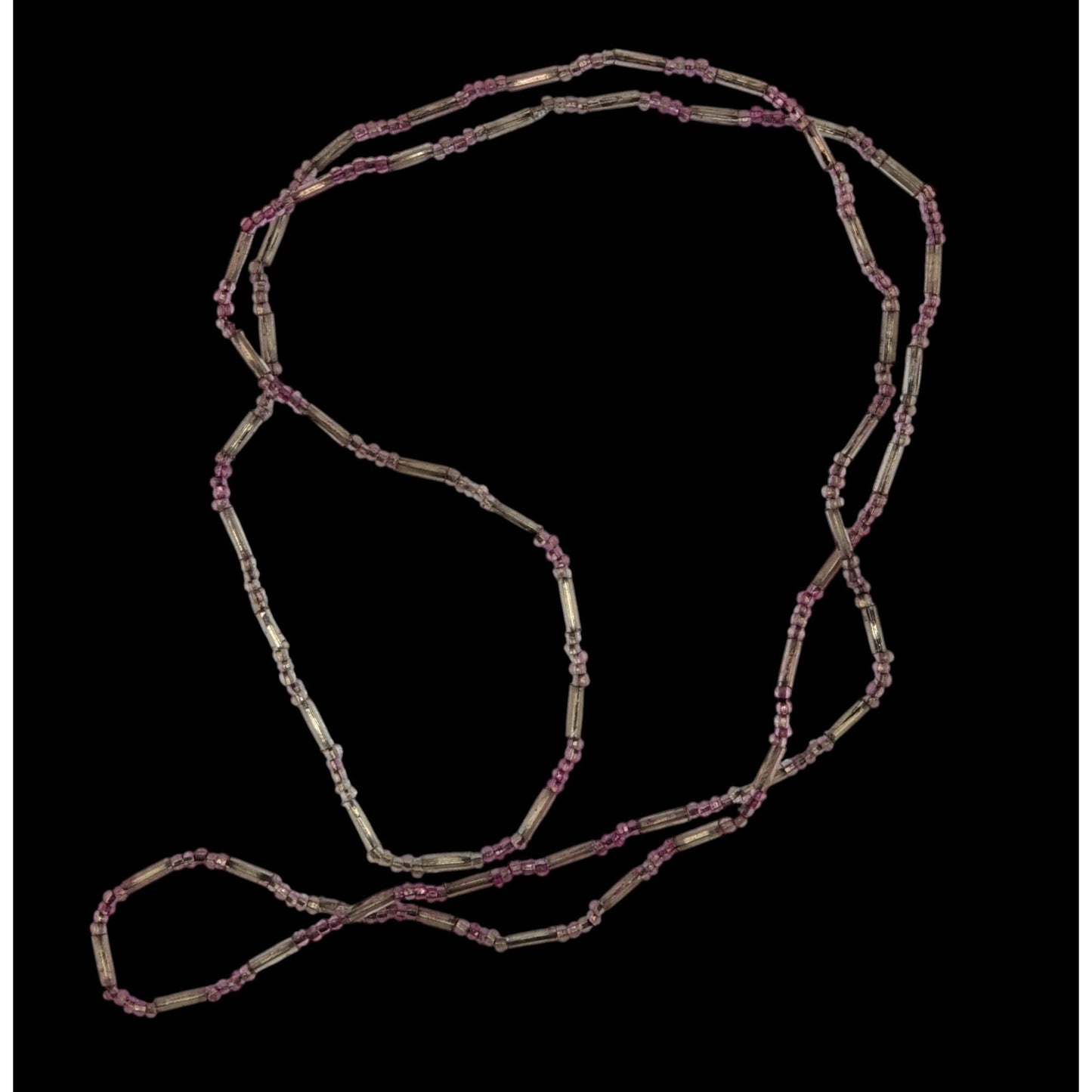 Casual Glass Pink & Silver Beaded Necklace