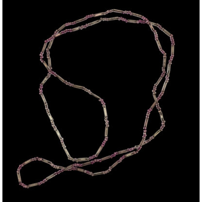 Casual Glass Pink & Silver Beaded Necklace