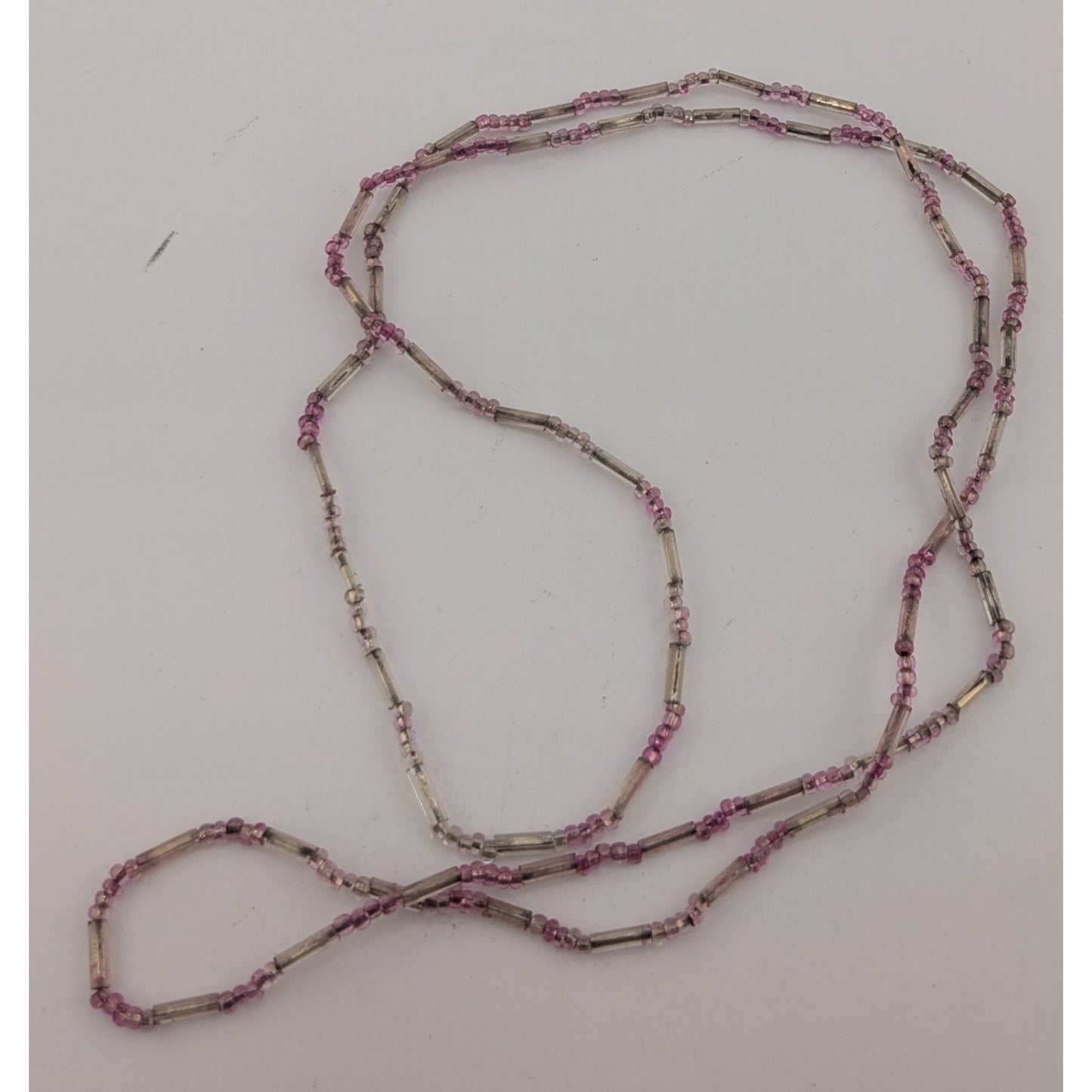 Casual Glass Pink & Silver Beaded Necklace