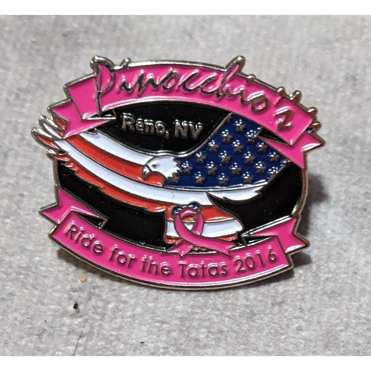 Pinocchio's 2016 Ride For The Tatas Lapel Pin