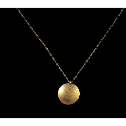 Modern Elegant Gold Tone Frosted Circle Pendant Necklace