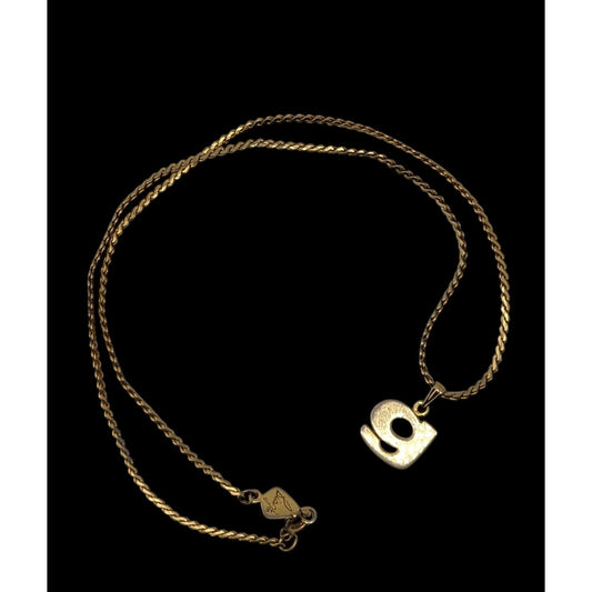 Vintage Biagi Initial G Necklace Gold Tone Letter Pendant Retro Mid Century Jewelry