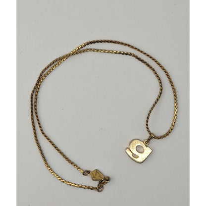 Vintage Biagi Initial G Necklace Gold Tone Letter Pendant Retro Mid Century Jewelry