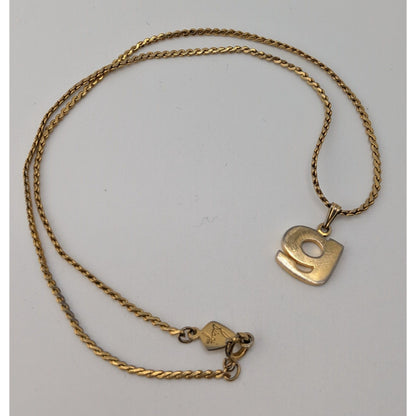 Vintage Biagi Initial G Necklace Gold Tone Letter Pendant Retro Mid Century Jewelry