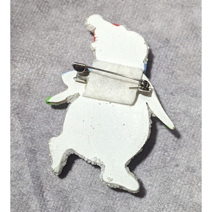 Festive Winter Glitter Snowman Holiday Brooch