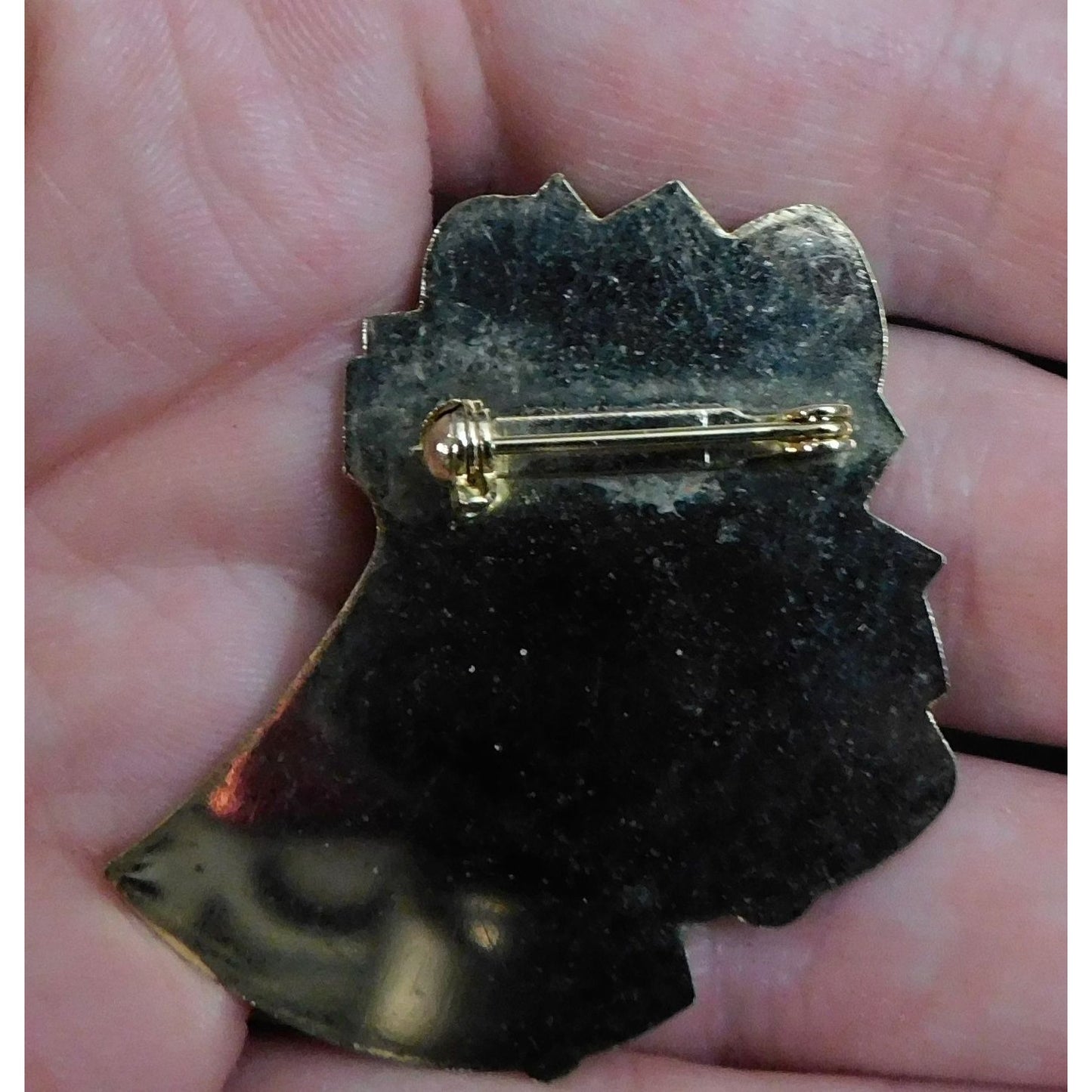 Vintage Metallic Christmas Bells Brooch With Clear Protective Overlay