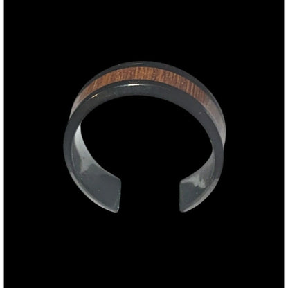 Classic Black Tungsten Carbide Ring With Wood Inlay Size 9 1/2