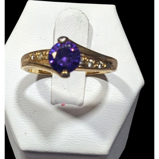 Elegant Regal Purple And Gold Tone Ring Size 10