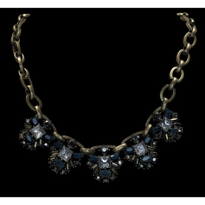 Loft Chunky Statement Necklace With Blue & Clear Gemstones