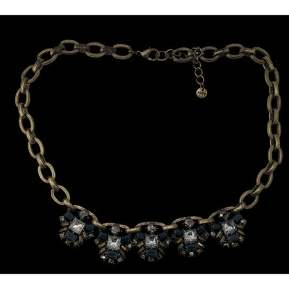 Loft Chunky Statement Necklace With Blue & Clear Gemstones