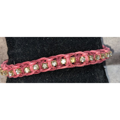 Boho Cara New York Pink Rhinestone Tassel Macrame Bracelet