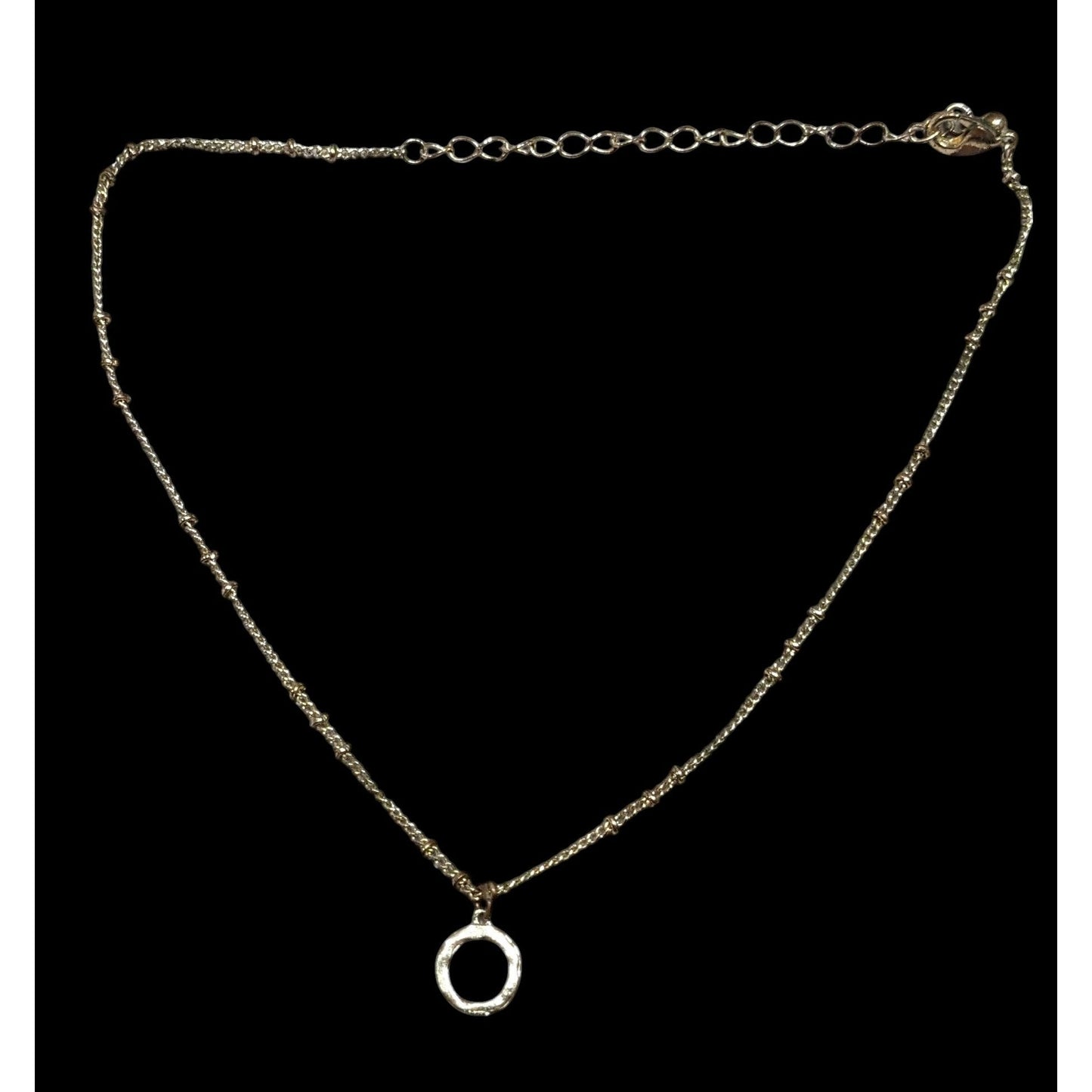 Minimalist Gold Tone Textured Open Circle Pendant Necklace