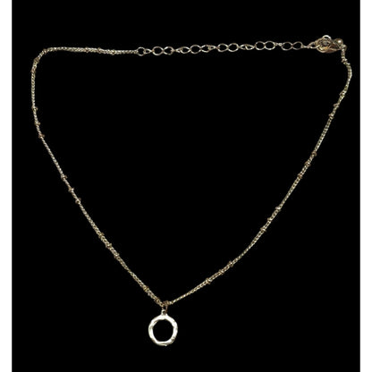 Minimalist Gold Tone Textured Open Circle Pendant Necklace