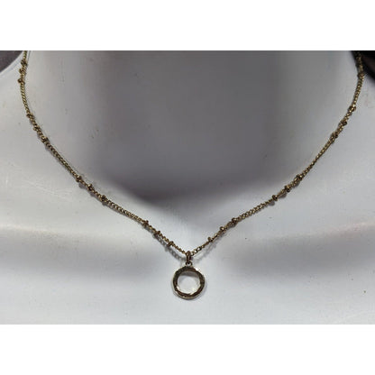 Minimalist Gold Tone Textured Open Circle Pendant Necklace
