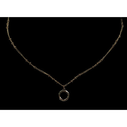 Minimalist Gold Tone Textured Open Circle Pendant Necklace