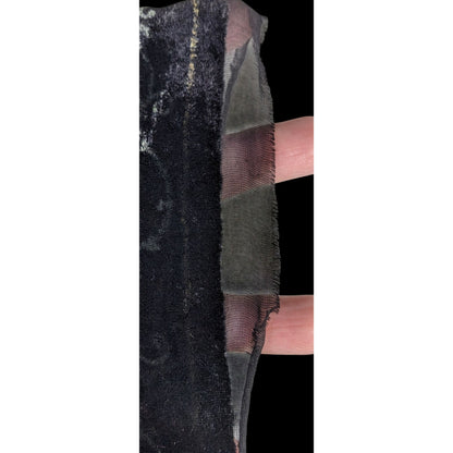 Chicos Black Burnt Velvet Scarf With Gold Baroque Print