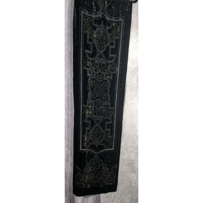 Chicos Black Burnt Velvet Scarf With Gold Baroque Print
