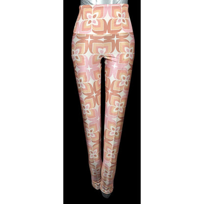 Goldsheep Retro Printed Pink And Orange Leggings