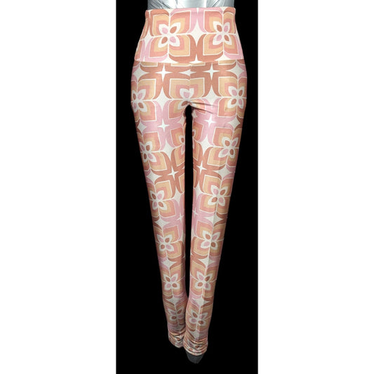 Goldsheep Retro Printed Pink And Orange Leggings
