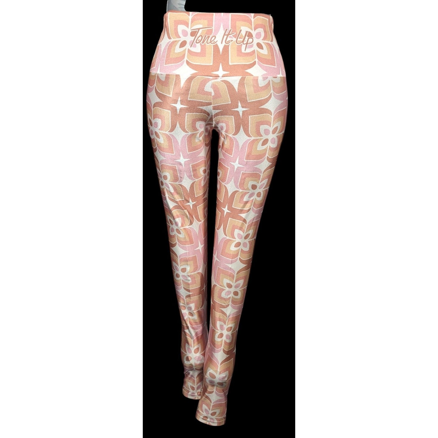 Goldsheep Retro Printed Pink And Orange Leggings
