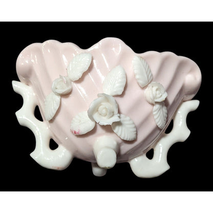 Vintage Pink And White Floral Ceramic Candle Holder