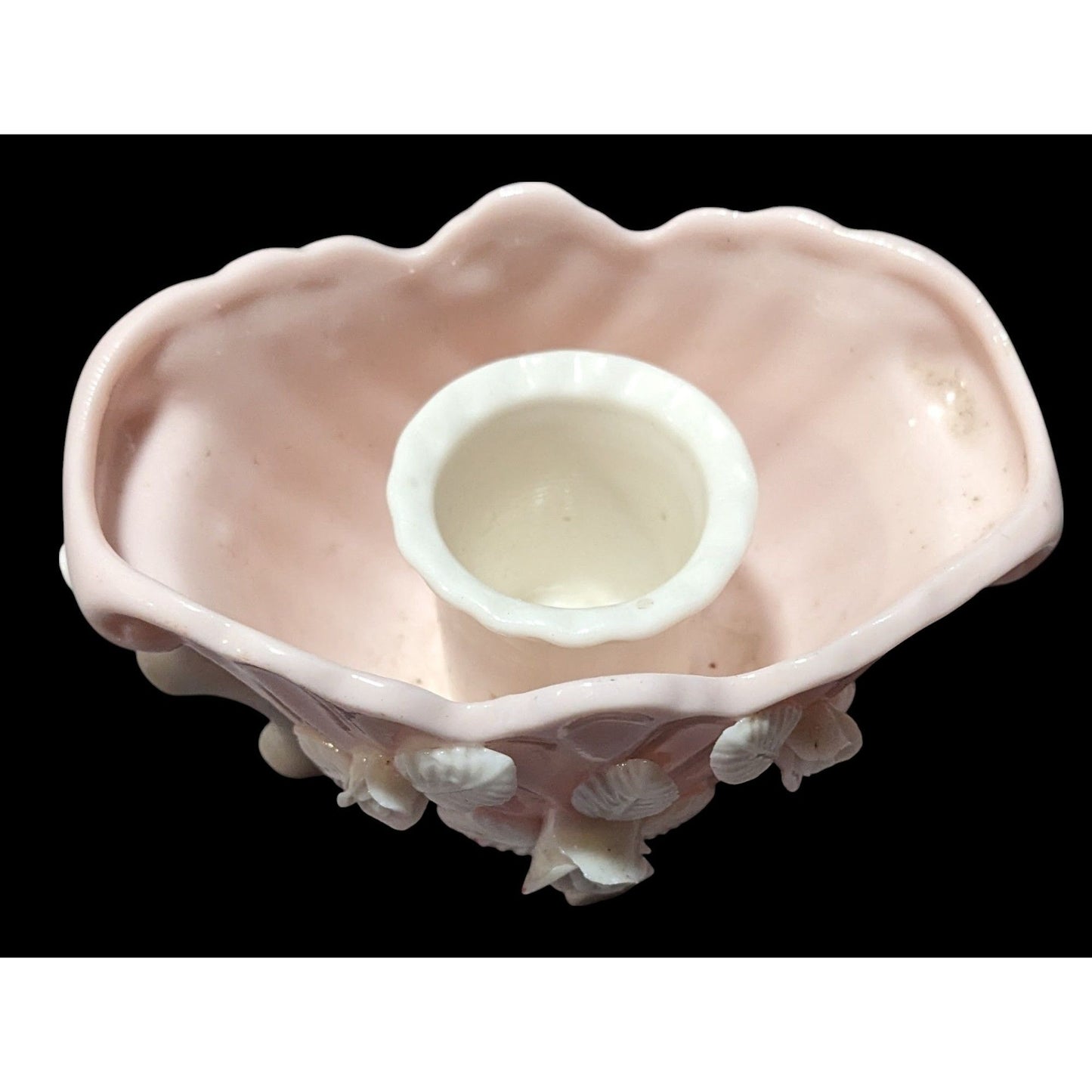 Vintage Pink And White Floral Ceramic Candle Holder