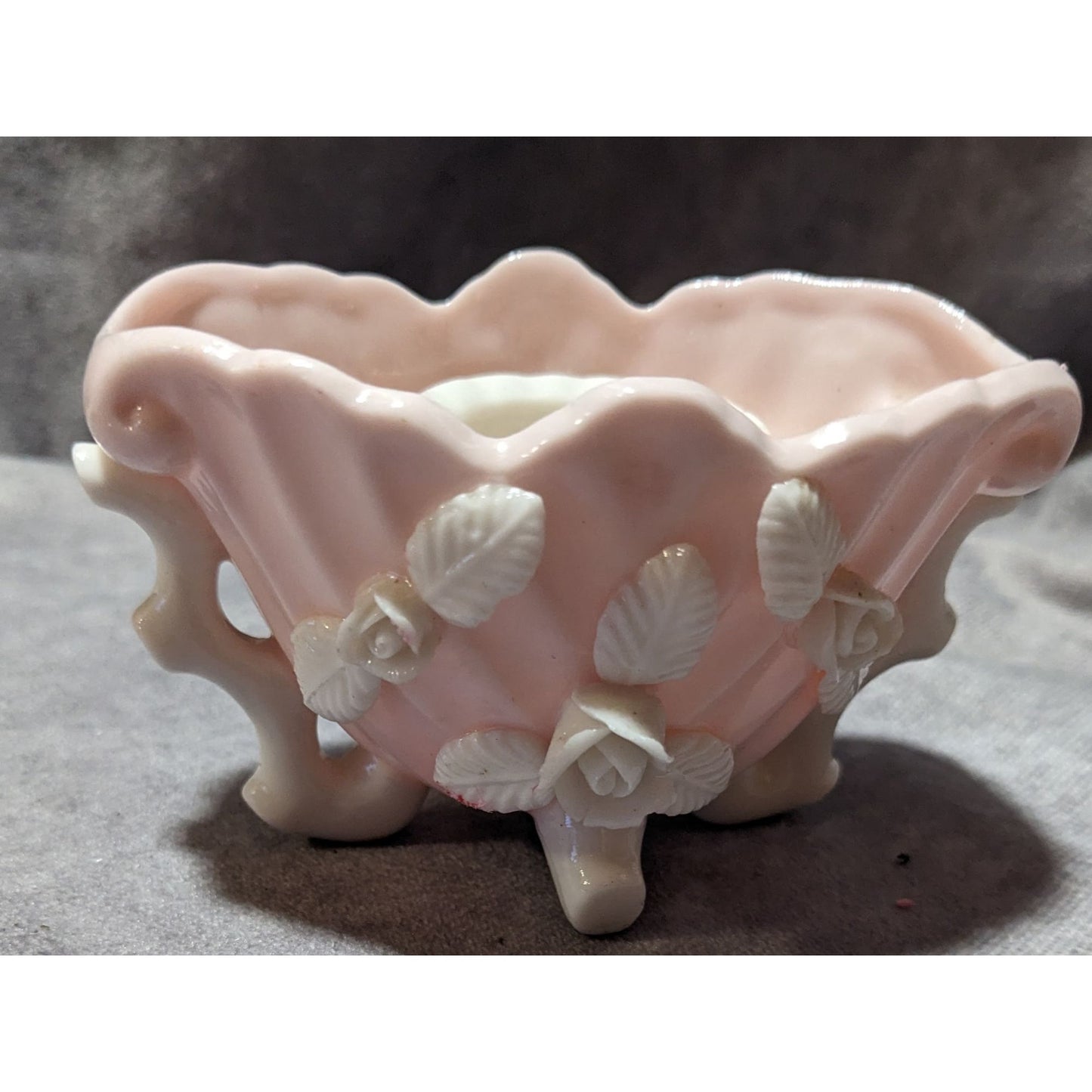 Vintage Pink And White Floral Ceramic Candle Holder