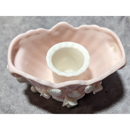 Vintage Pink And White Floral Ceramic Candle Holder