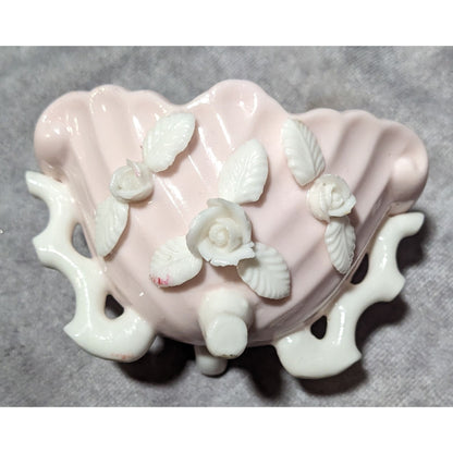 Vintage Pink And White Floral Ceramic Candle Holder