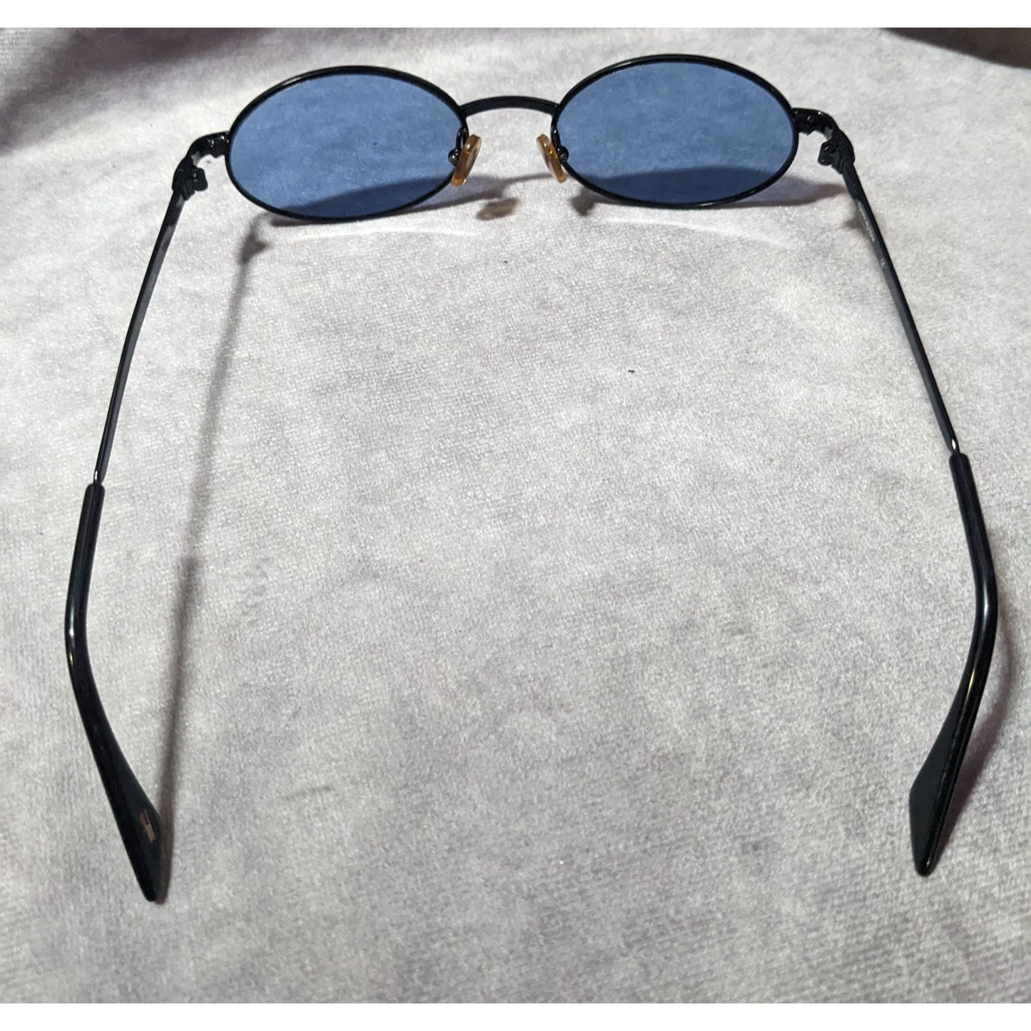 Vintage 90s Tommy Hilfiger Black With Blue Lenses Oval Sunglasses