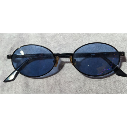 Vintage 90s Tommy Hilfiger Black With Blue Lenses Oval Sunglasses