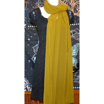 Olive Chiffon Wrap Scarf With Sequin Accents 96x28 Inches