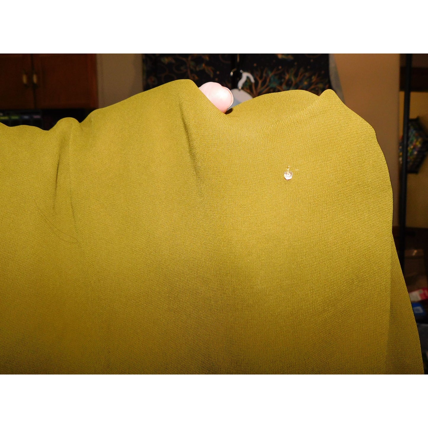 Olive Chiffon Wrap Scarf With Sequin Accents 96x28 Inches
