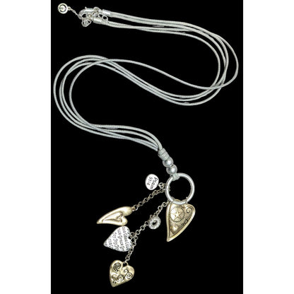 C Est 1946 Religious Heart Charm Tassel Necklace