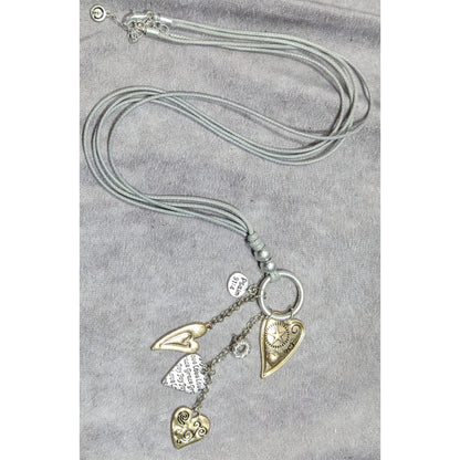 C Est 1946 Religious Heart Charm Tassel Necklace